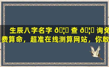 生辰八字名字 🦊 查 🦁 询免费算命，超准在线测算网站，你敢尝试吗
